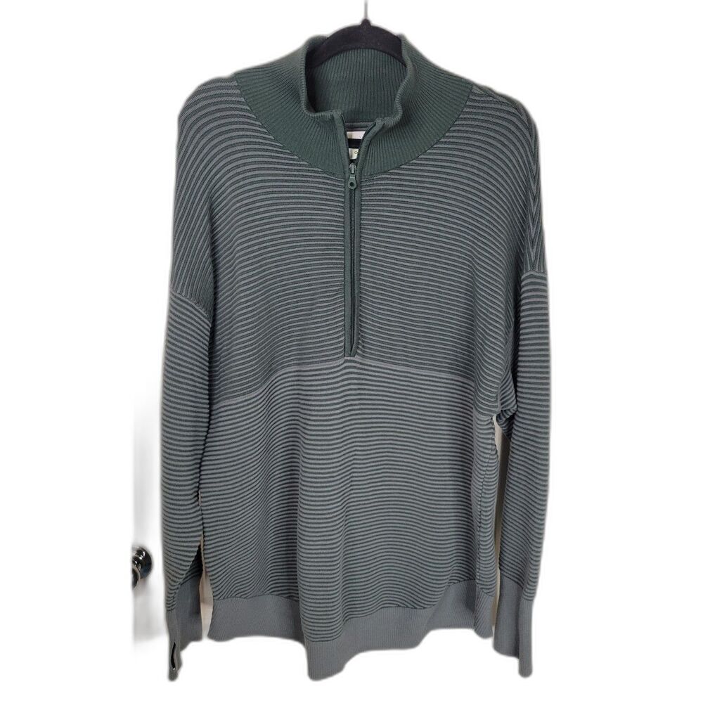 Offline by Aerie 1/4 Zip Ribbed Green Sweatshirt